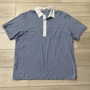 Criquet Polo Shirt Mens Blue‎ Striped Short Sleeve Pima Cotton Golf Stretch XXL